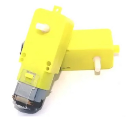 BO gear motor 300 RPM DC motor with yellow gearbox and side shaft, isolated on white background