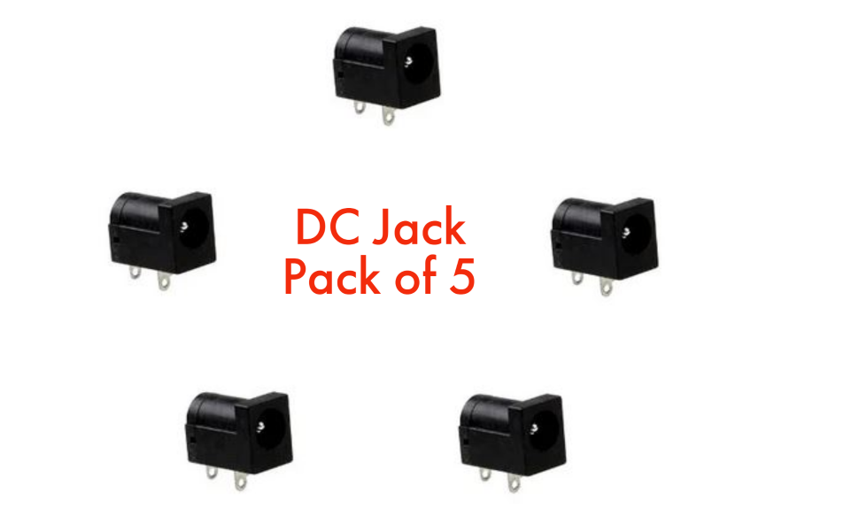DC barrel jack female connector 5.5mm x 2.1mm PCB mount power socket for Arduino and DIY electronics projects