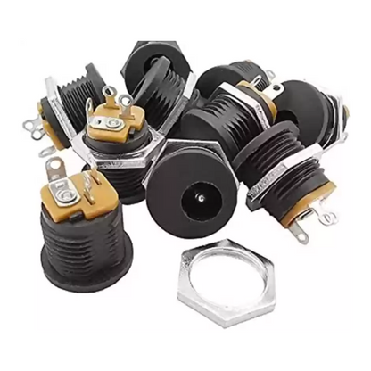 DC barrel jack 5.5 x 2.1mm panel mount round female socket pack of 10 with nut for power supply, Arduino, CCTV and DIY electronics projects