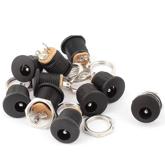 DC barrel jack 5.5 x 2.1mm panel mount round female socket pack of 10 for power supply, Arduino and DIY electronics projects