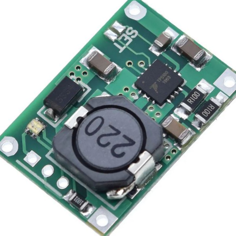 Close-up of a green electronic circuit board with components on a white background