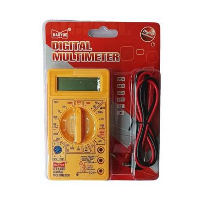 DT830D digital multimeter with test leads for voltage, current and resistance measurement