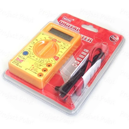 DT830D digital multimeter with test leads for voltage, current and resistance measurement