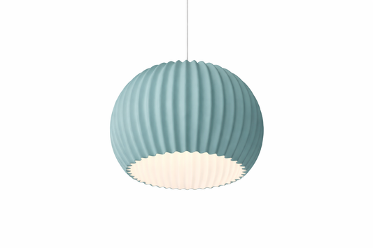 Light blue pendant lamp on a white background