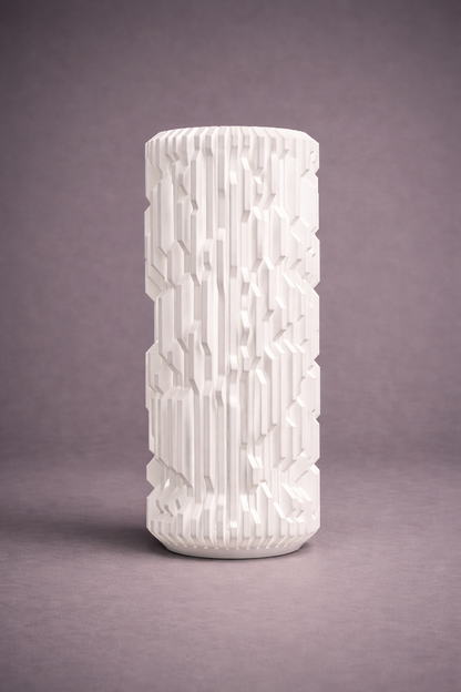 White textured vase on a gray background