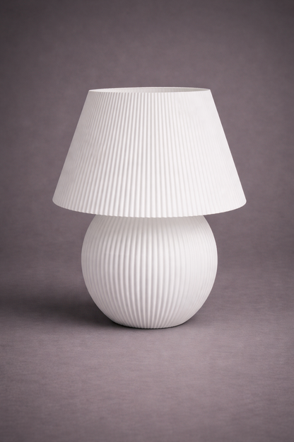 Modern ribbed bedside table lamp for bedroom decor with soft ambient light
