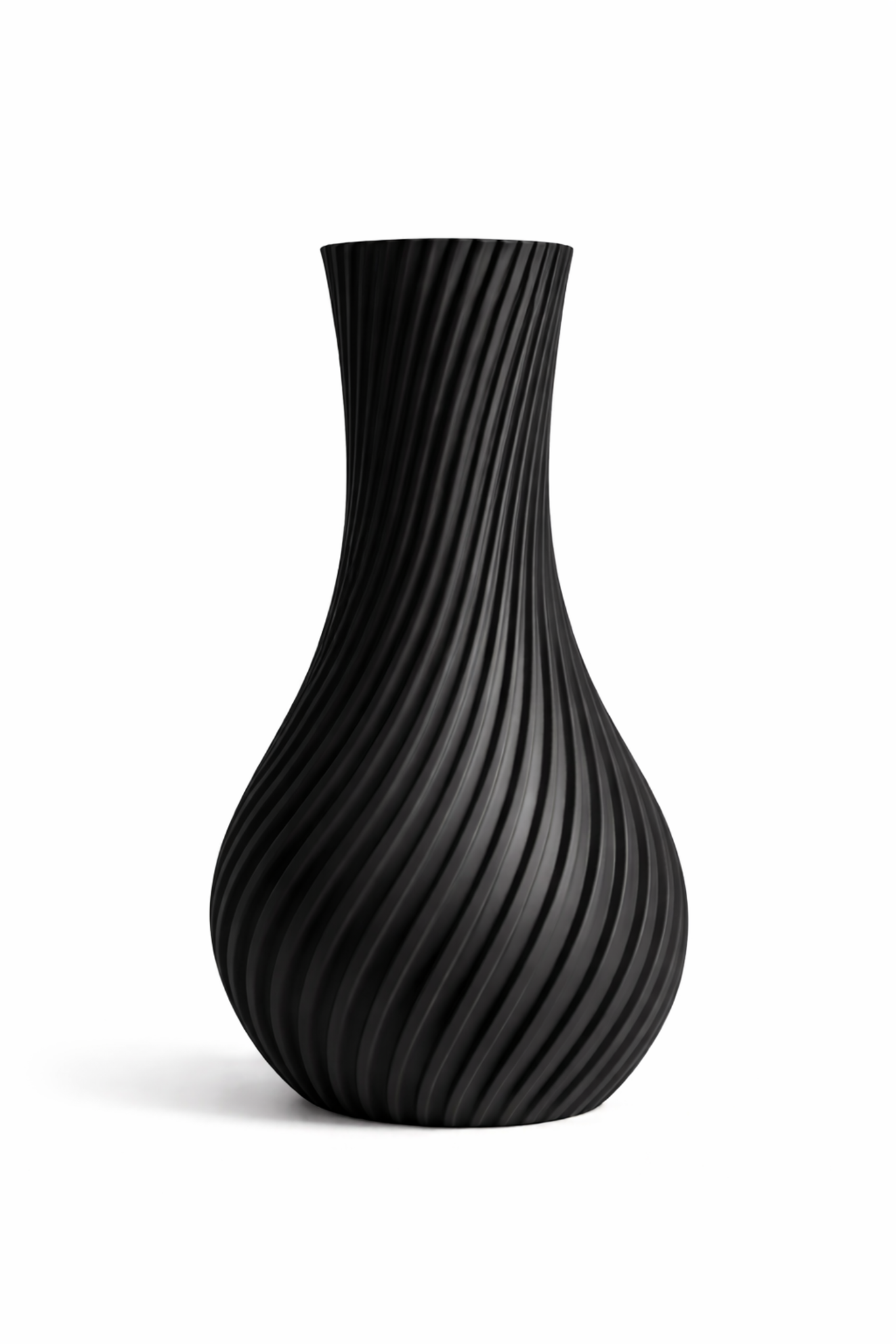Spiral ribbed decorative flower vase in white with textured curved design for modern living room, office and table décor
